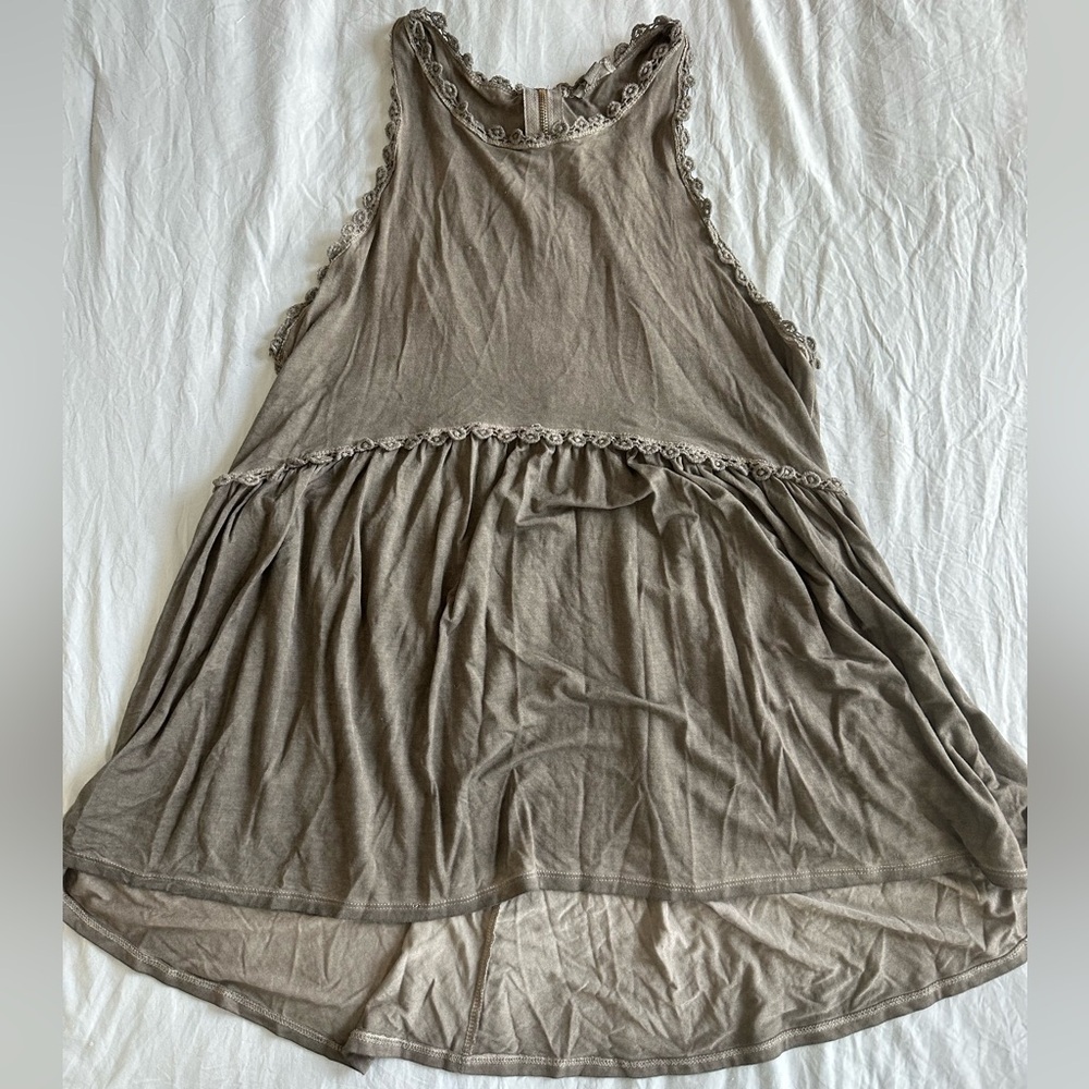 Army Green Flowy Ruffle Long-Tank (semi-oversized fit)